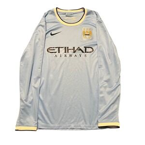 Nike Manchester City 2013-14 Home Jersey Long Sleeve Blue Mens Large Etihad MCFC